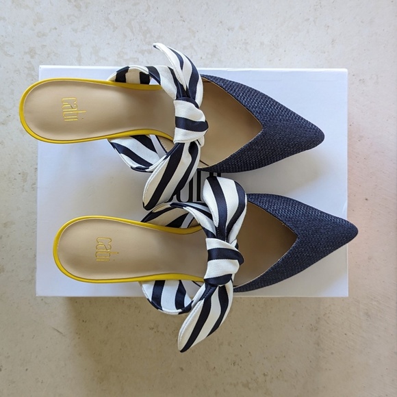 Cabi Yellow Blue Kitten Heel Mule Style Shoes Size 7 - 7.5 Cabi Style 6022 - Picture 8 of 9